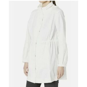 Eileen Fisher Womens Jacket S Ivory Hidden Hood Snap Full Zip medium
